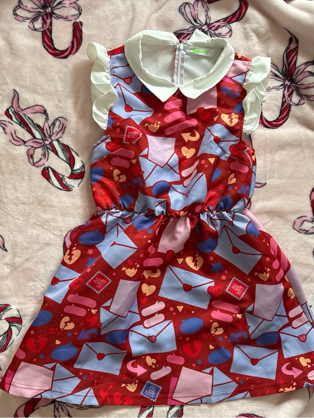 Galaxxxy Japan red love letter hearts kawaii sleeveless dress S